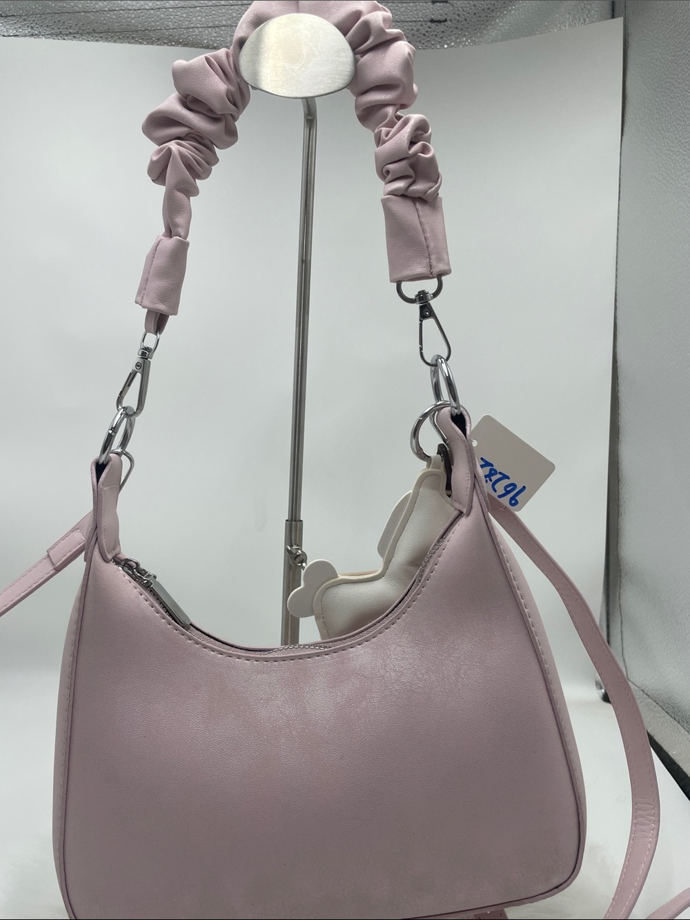 Compact Scrunchie-Handle Shoulder Bag - Light Pink 96282